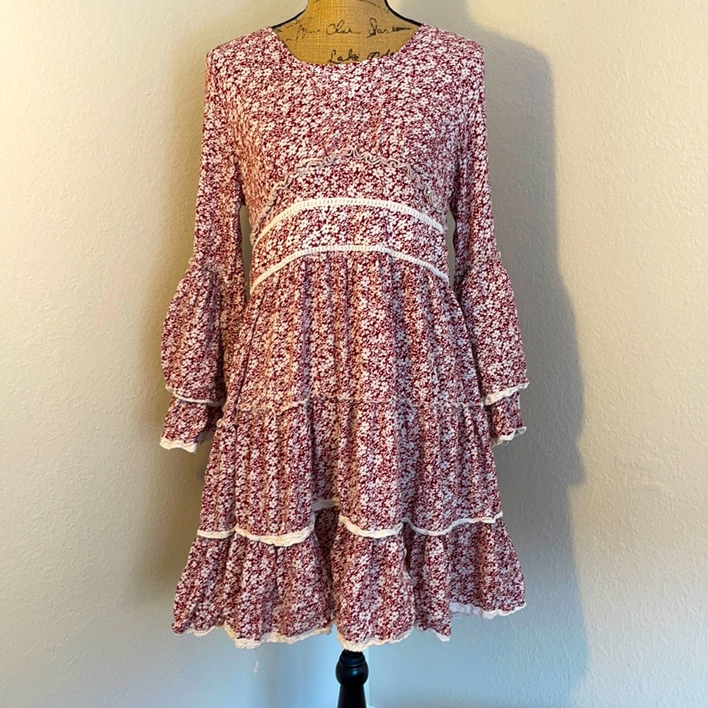 Indigo Soul Boho Floral Tiered Dress